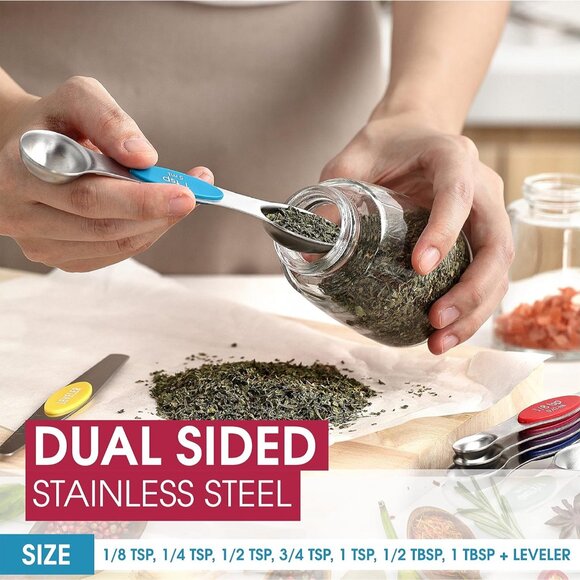 Stainless Steel Magnetic Measuring Spoons Set with Strong Magnets, Heavy Duty Me - Picture 4 of 9